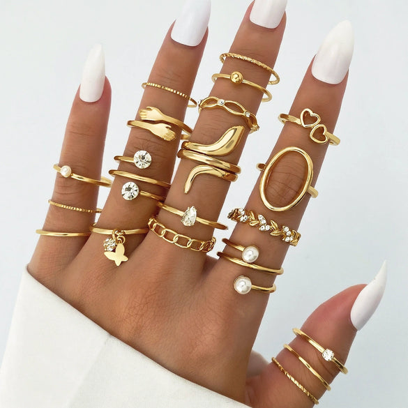 Alloy Geometric Black Butterfly Diamond Pearl Ring Dripping Oil Highend Unisex