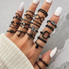 Alloy Geometric Black Butterfly Diamond Pearl Ring Dripping Oil Highend Unisex