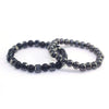 Alloy Geometric Black Frosted Lava Volcanic Stone Handmade Unisex Elastic Bracelet Set