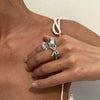 Alloy Geometric Bow Opening Finger Ring For Women With Electroplating Design