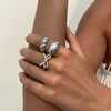 Alloy Geometric Bow Opening Finger Ring For Women With Electroplating Design