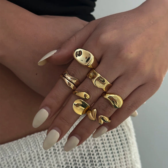 Alloy Geometric Bow Pattern Electroplated Ring Set For Women
