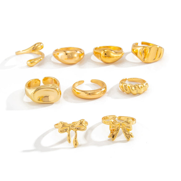 Alloy Geometric Bow Pattern Electroplated Ring Set For Women
