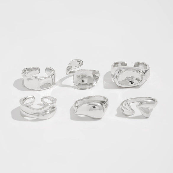 Alloy Geometric Bow Pattern Electroplated Ring Set For Women