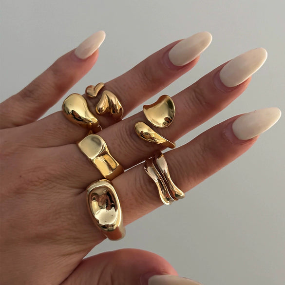 Alloy Geometric Bow Pattern Electroplated Ring Set For Women