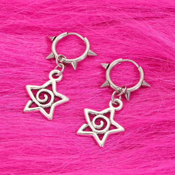 Alloy Geometric Bow Swirl Rivet Gothic Punk Style Women's Earrings Electroplated