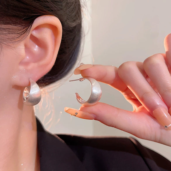 Alloy Geometric Brushed Frosted Gold And Silver Peas Women's Electroplated Earrings