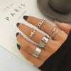 Alloy Geometric Butterfly Hollow Chain Ring Set Electroplated Unisex