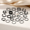Alloy Geometric Butterfly Opening Multijoint Ring Set With Precious Stones Unisex
