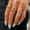 Alloy Geometric Butterfly Opening Ring Electroplated Light Luxury Unisex And Women's Eight Piece Set