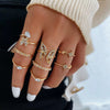 Alloy Geometric Butterfly Opening Ring Electroplated Light Luxury Unisex And Women's Eight Piece Set