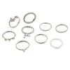 Alloy Geometric Butterfly Pearl Ring Electroplating Unisex 9Piece Set
