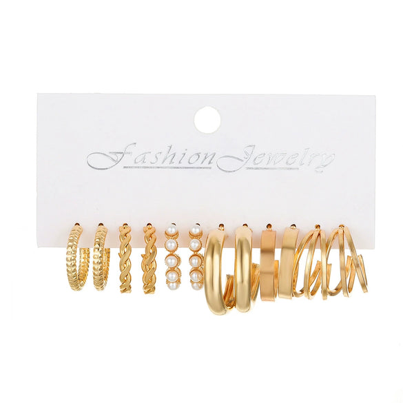 Alloy Geometric Butterfly Snake Earrings 5Piece Set Electroplated For Women