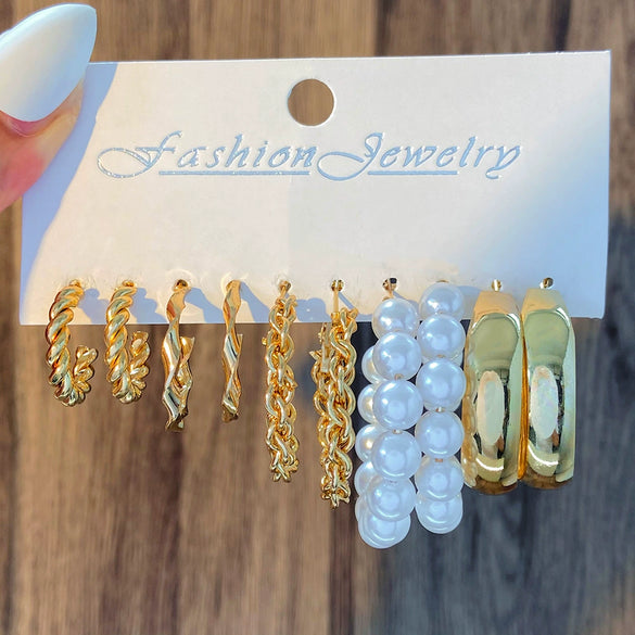 Alloy Geometric Butterfly Snake Earrings 5Piece Set Electroplated For Women