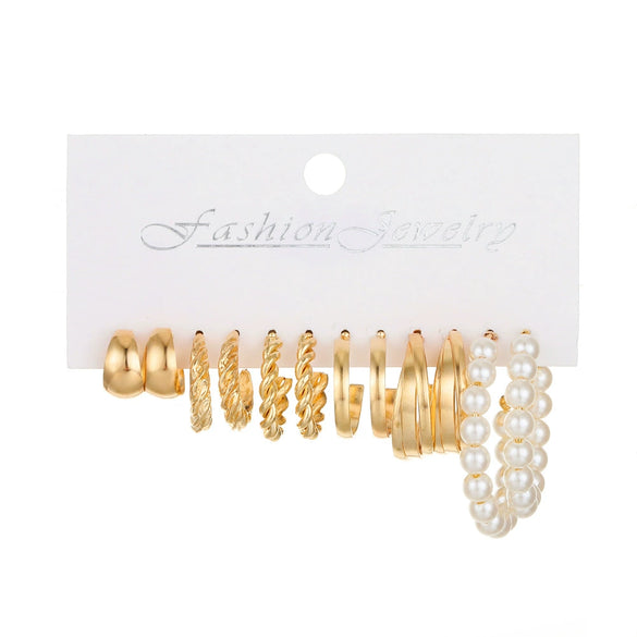 Alloy Geometric Butterfly Snake Earrings 5Piece Set Electroplated For Women