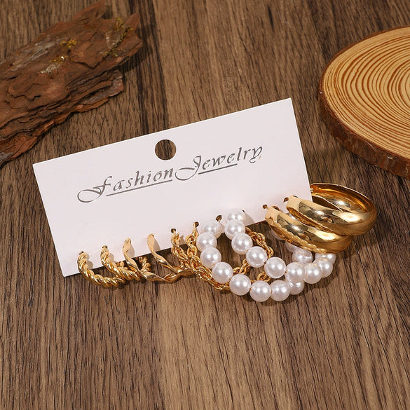 Alloy Geometric Butterfly Snake Earrings 5Piece Set Electroplated For Women