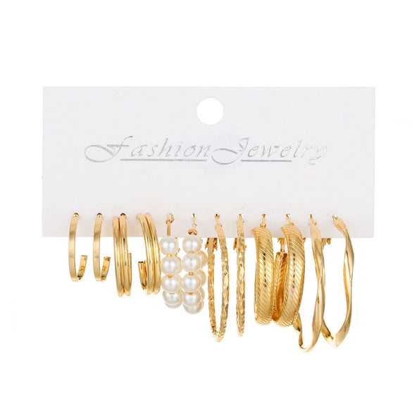 Alloy Geometric Butterfly Snake Earrings 5Piece Set Electroplated For Women