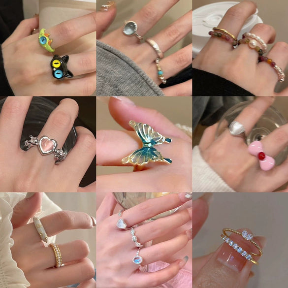 Alloy Geometric Cartoon Pearl Ring And Bracelet For Women With Electroplating Design