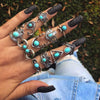 Alloy Geometric Carved Feather Women's Retro Ring Set With Electroplating