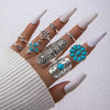Alloy Geometric Carved Feather Women's Retro Ring Set With Electroplating
