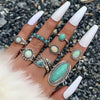 Alloy Geometric Carved Feather Women's Retro Ring Set With Electroplating
