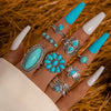 Alloy Geometric Carved Feather Women's Retro Ring Set With Electroplating