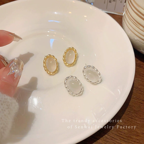 Alloy Geometric Cat's Eye Stone Women's Electroplated Earrings