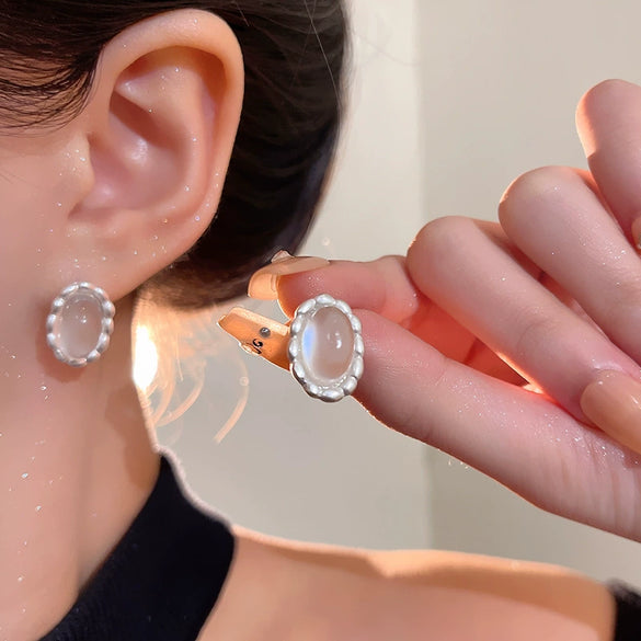 Alloy Geometric Cat's Eye Stone Women's Electroplated Earrings