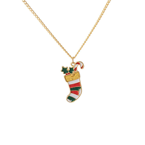Alloy Geometric Christmas Cartoon Elk Snowman Bell Pendant Necklace For Women