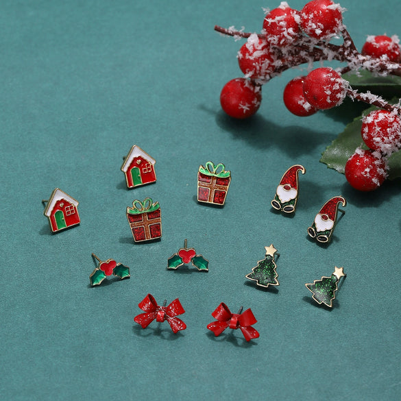 Alloy Geometric Christmas Earrings Electroplating For Women