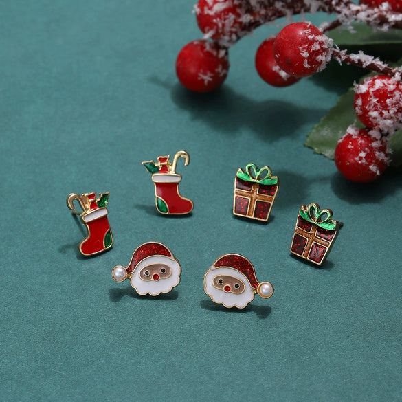 Alloy Geometric Christmas Earrings Electroplating For Women