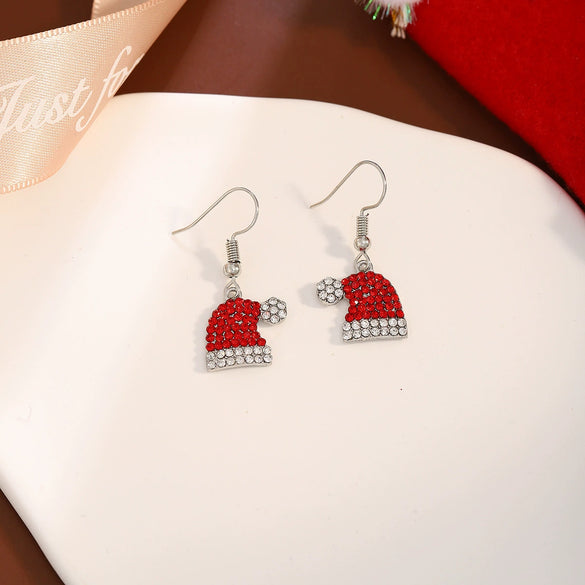 Alloy Geometric Christmas Hat Women's Earrings With Electroplating