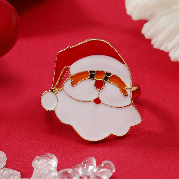 Alloy Geometric Christmas Ring For Women With Dripping Oil Treatment