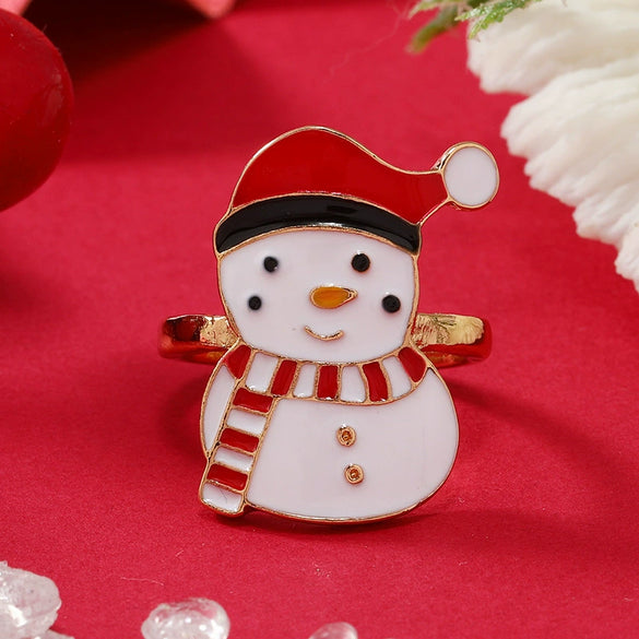 Alloy Geometric Christmas Ring For Women With Dripping Oil Treatment