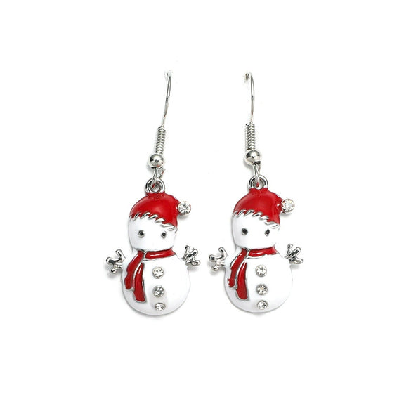 Alloy Geometric Christmas Snowman Doll Earrings For Women With Diamond Design