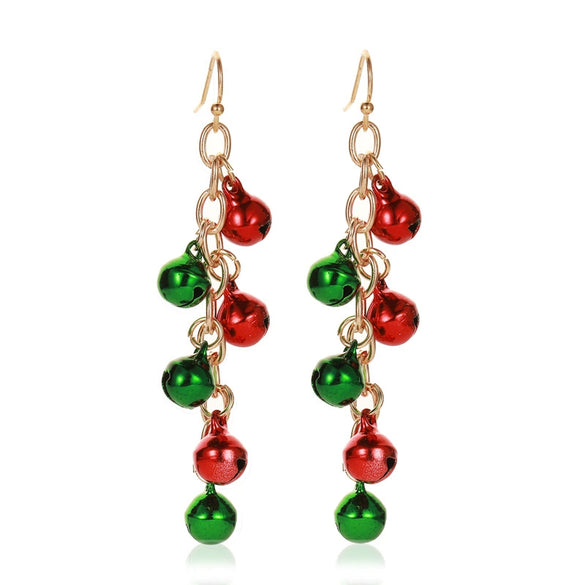 Alloy Geometric Christmasthemed Electroplating Earrings With Snowflake Bell Elk Tassel Elements