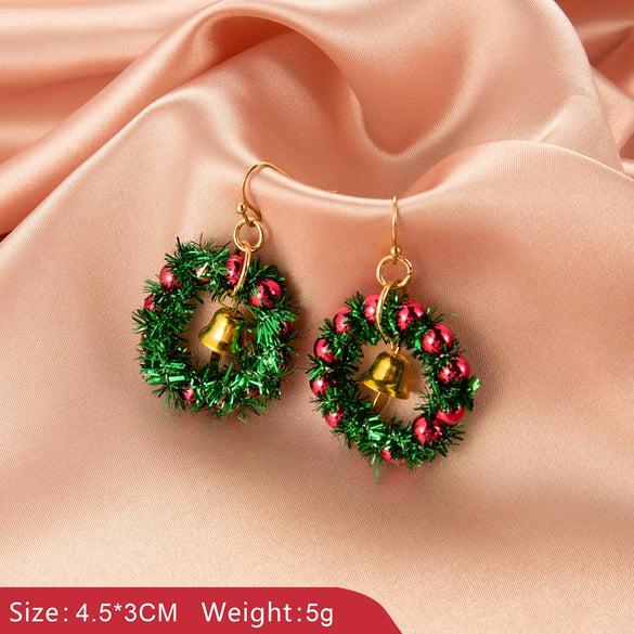 Alloy Geometric Christmasthemed Electroplating Earrings With Snowflake Bell Elk Tassel Elements
