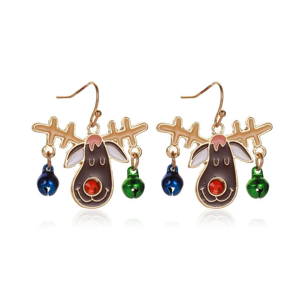 Alloy Geometric Christmasthemed Electroplating Earrings With Snowflake Bell Elk Tassel Elements