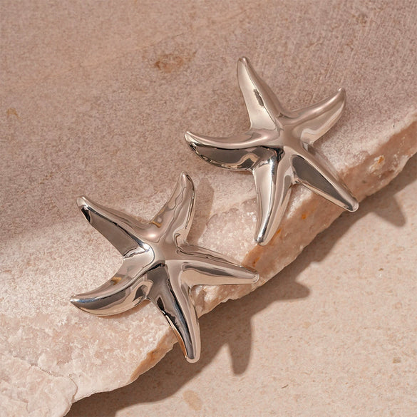 Alloy Geometric Circle Love Starfish Earrings For Women With Electroplating Design