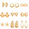 Alloy Geometric Circle Love Starfish Earrings For Women With Electroplating Design