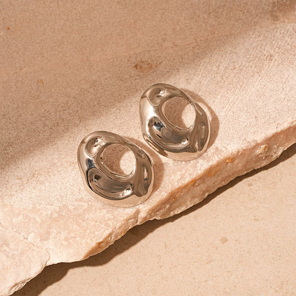 Alloy Geometric Circle Love Starfish Earrings For Women With Electroplating Design