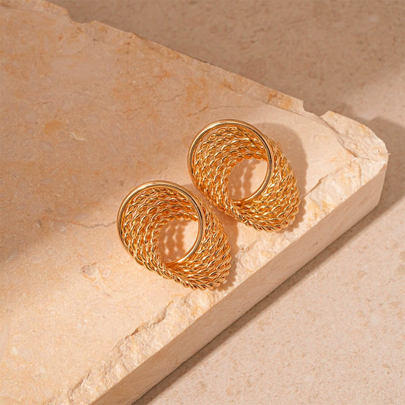 Alloy Geometric Circle Love Starfish Earrings For Women With Electroplating Design