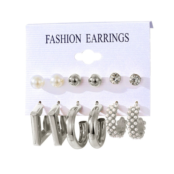 Alloy Geometric Circle Pearl Butterfly Exaggerated Twisted Women Earrings Electroplated