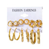 Alloy Geometric Circle Pearl Butterfly Exaggerated Twisted Women Earrings Electroplated