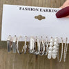 Alloy Geometric Circle Pearl Butterfly Exaggerated Twisted Women Earrings Electroplated