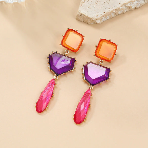 Alloy Geometric Color Matching Electroplated Women's Earrings