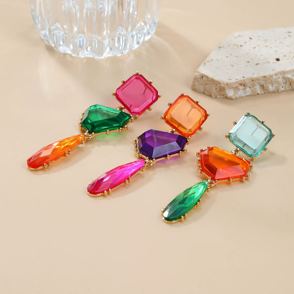 Alloy Geometric Color Matching Electroplated Women's Earrings