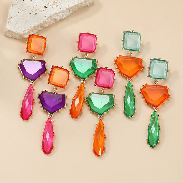 Alloy Geometric Color Matching Electroplated Women's Earrings