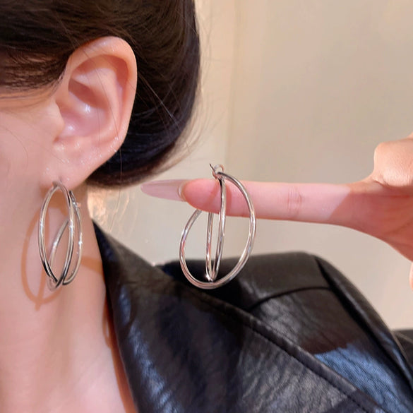 Alloy Geometric Cross Circle Electroplated Women's Earrings