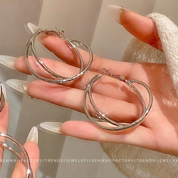 Alloy Geometric Cross Circle Electroplated Women's Earrings